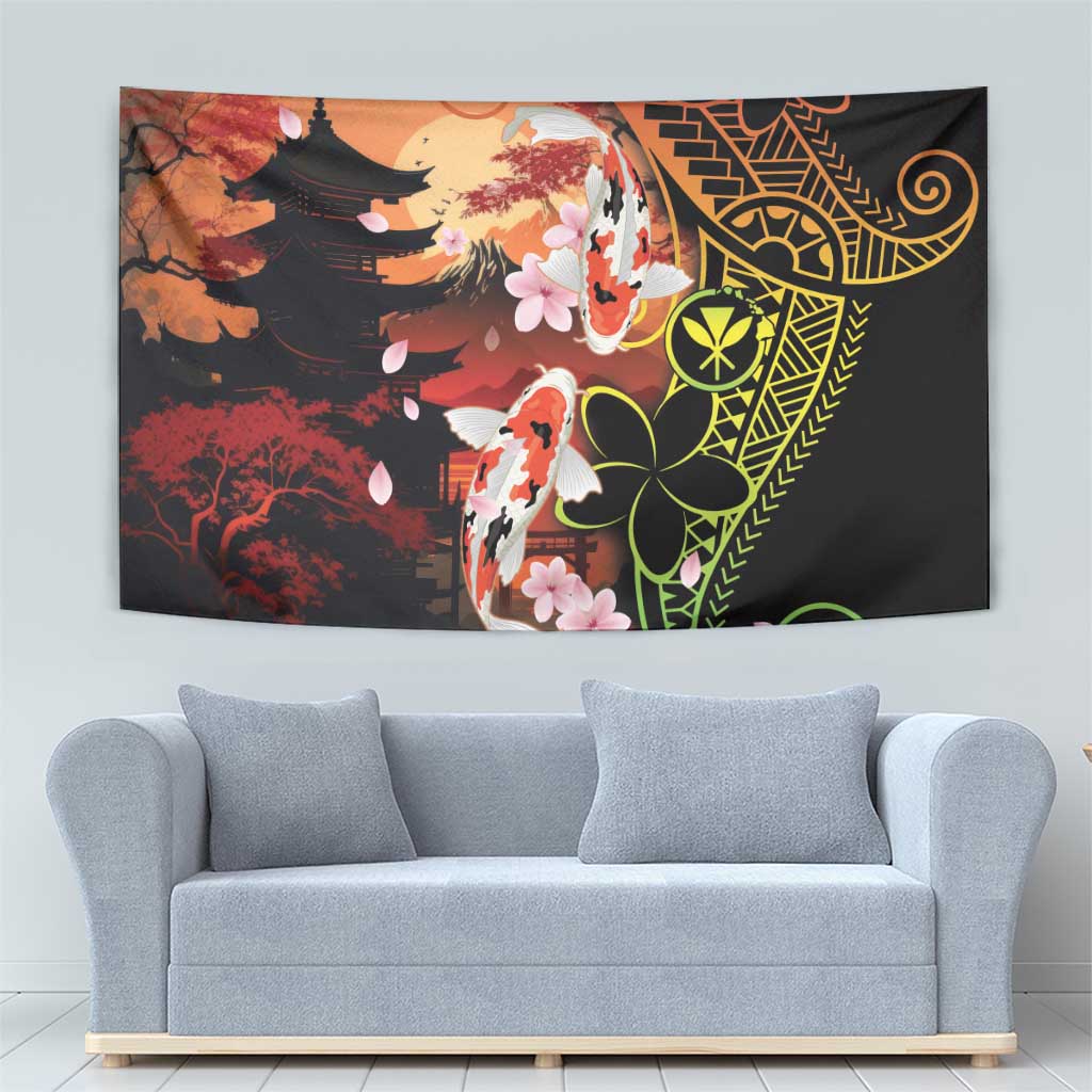 Hawaiian and Japanese Tapestry Koi Fish With Kanaka Polynesian Tattoo LT14 - Polynesian Pride