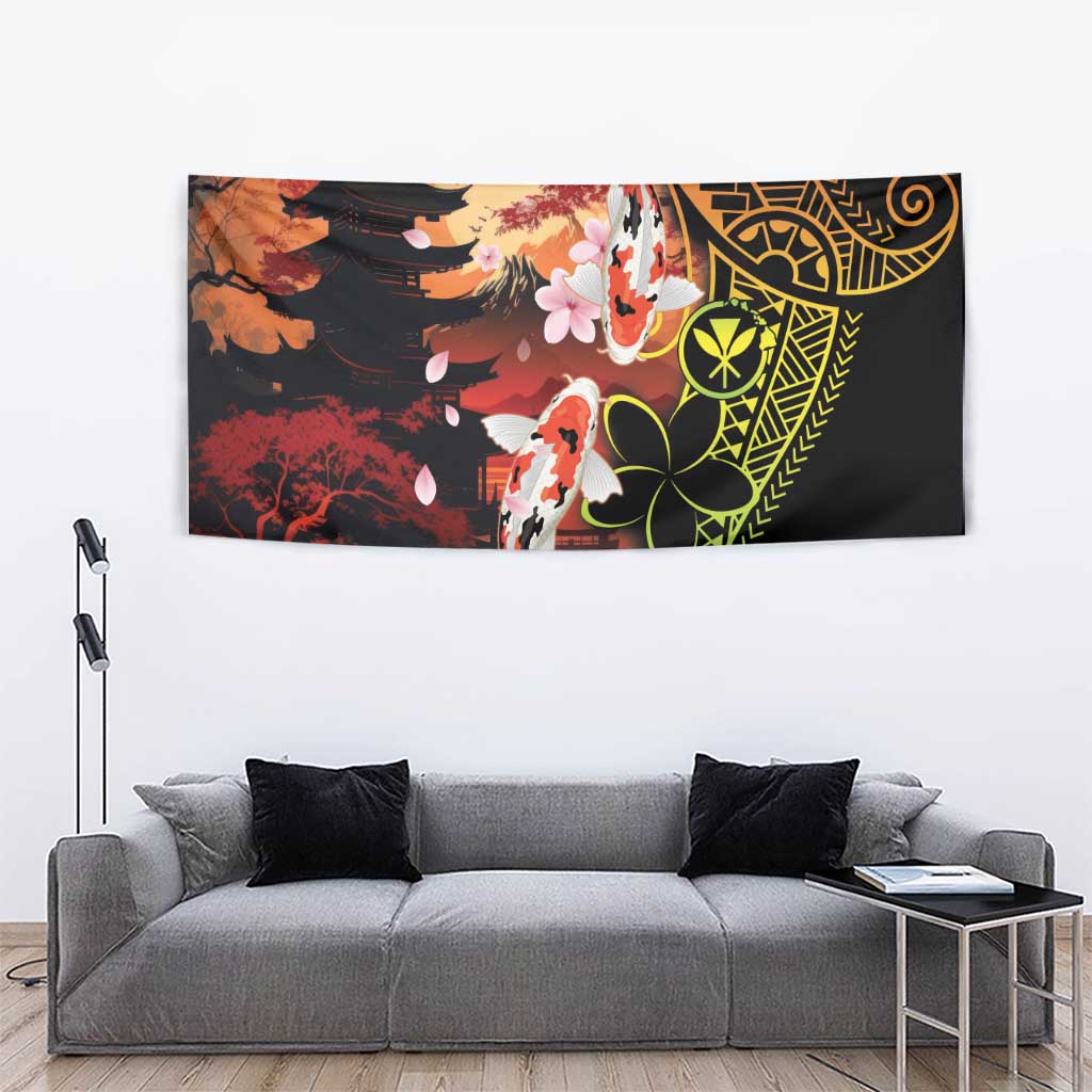 Hawaiian and Japanese Tapestry Koi Fish With Kanaka Polynesian Tattoo LT14 - Polynesian Pride