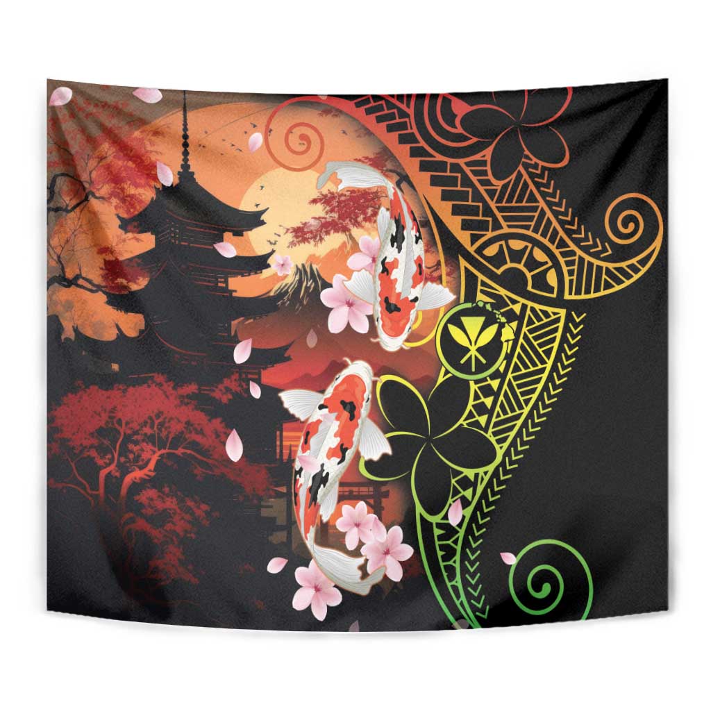 Hawaiian and Japanese Tapestry Koi Fish With Kanaka Polynesian Tattoo LT14 - Polynesian Pride