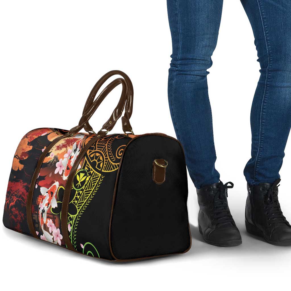 Hawaiian and Japanese Travel Bag Koi Fish With Kanaka Polynesian Tattoo - Polynesian Pride