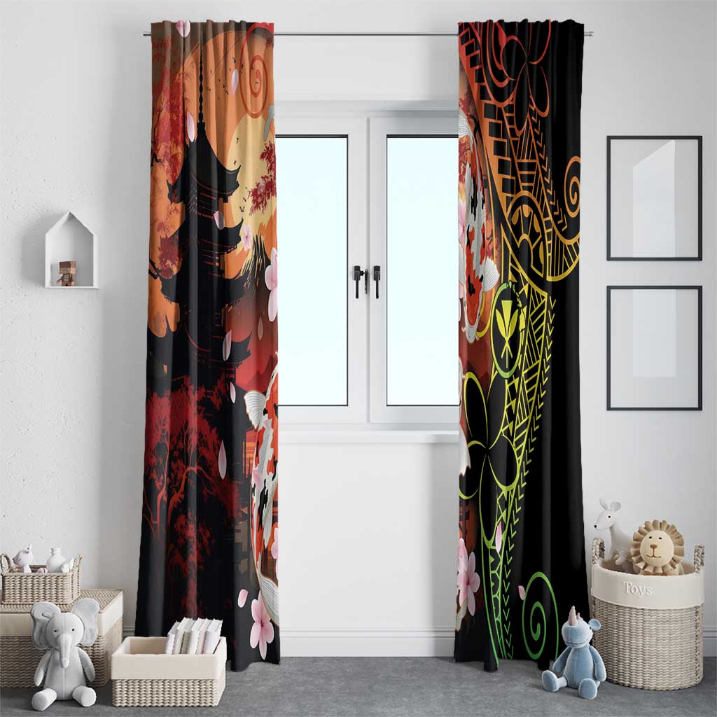 Hawaiian and Japanese Window Curtain Koi Fish With Kanaka Polynesian Tattoo - Polynesian Pride