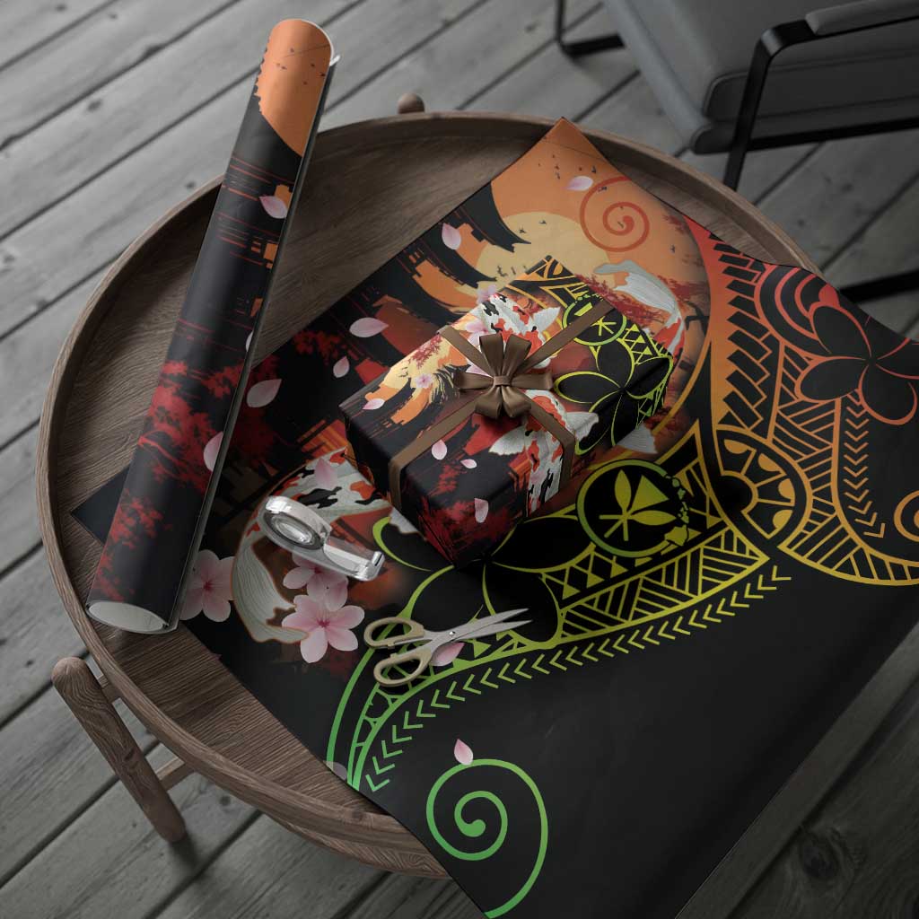 Hawaiian and Japanese Wrapping Paper Kanaka With Koi Fish Polynesian Tattoo - Polynesian Pride