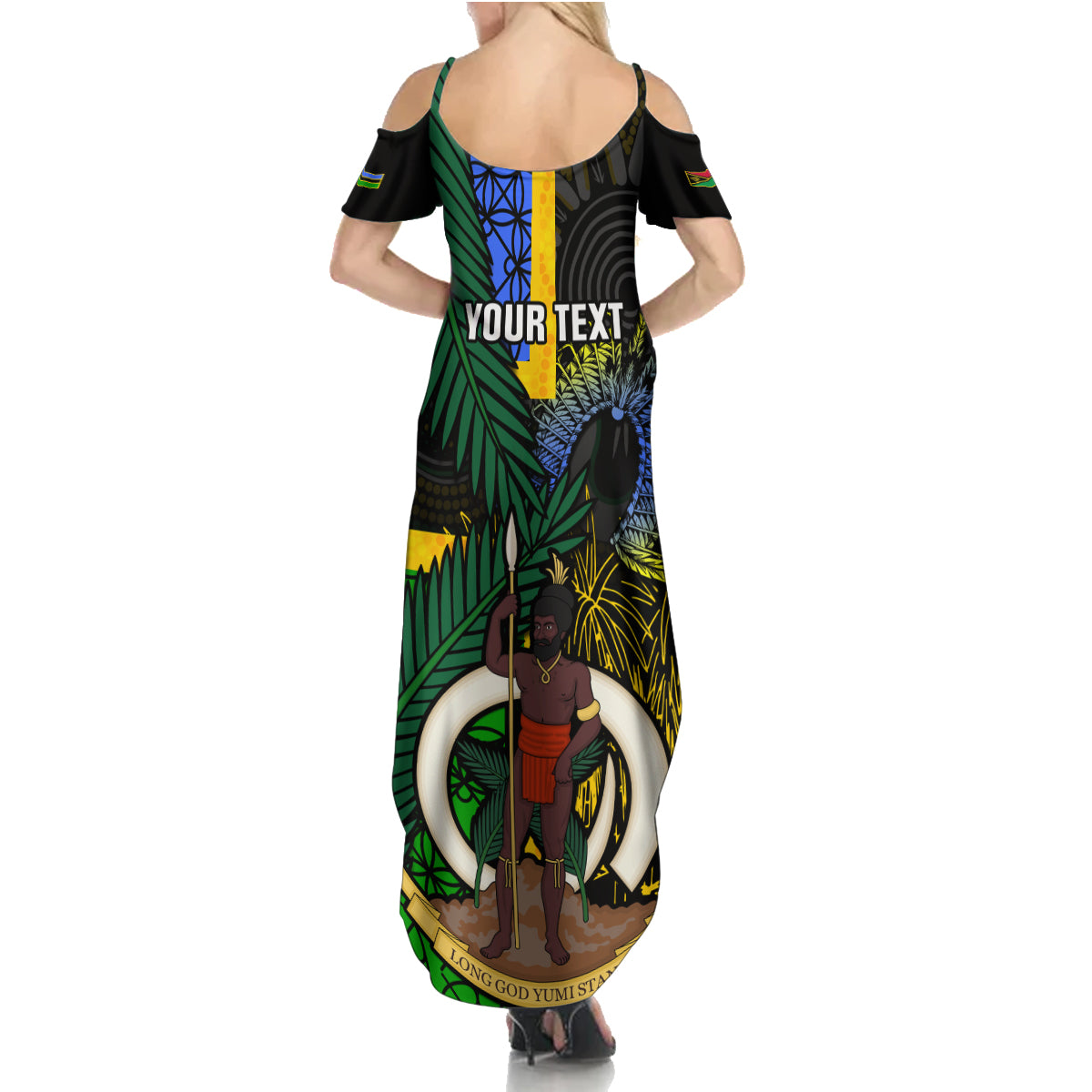 Personalised South Sea Islanders Family Matching Summer Maxi Dress and Hawaiian Shirt Kanakas With Vanuatu Coat Of Arms LT14 - Polynesian Pride