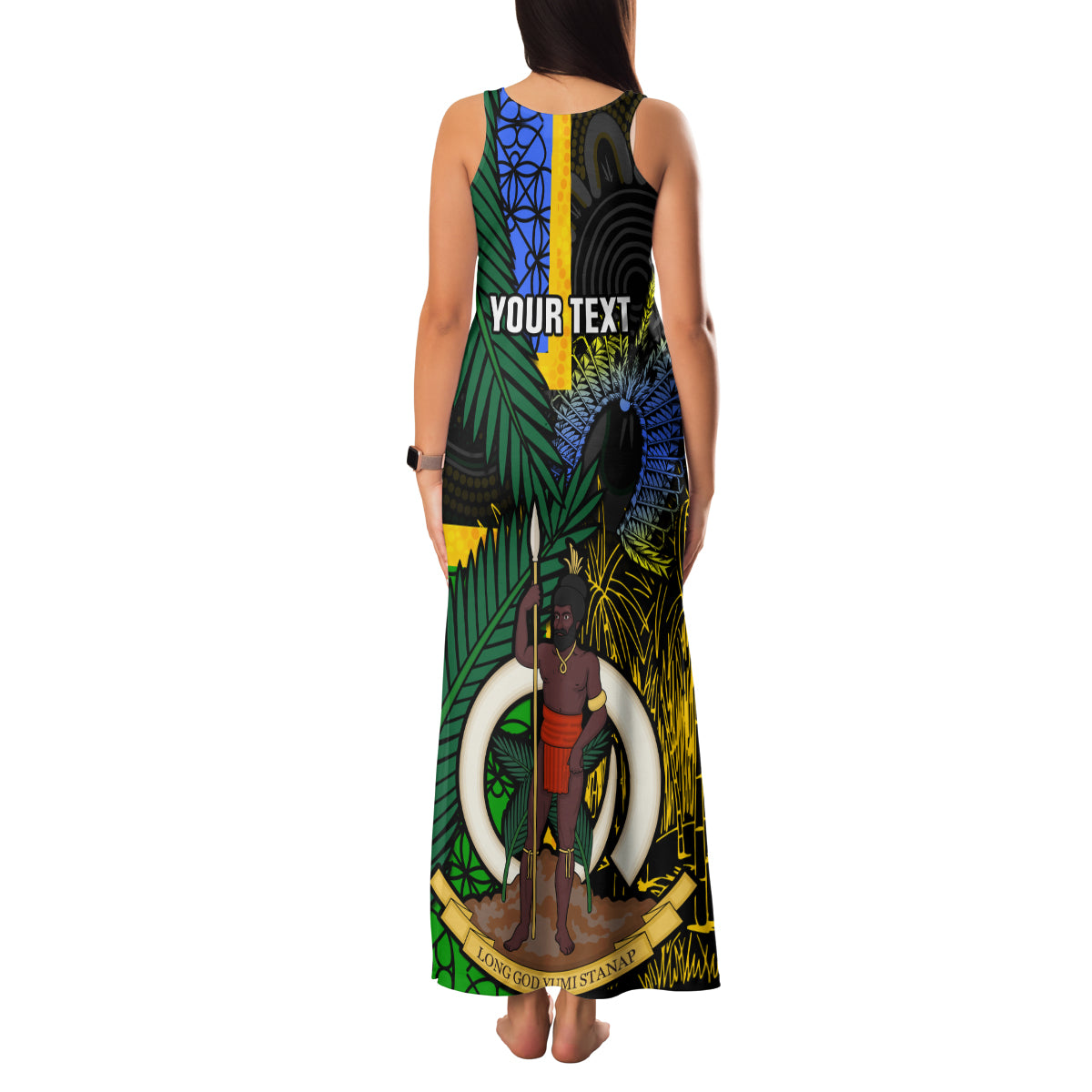 Personalised South Sea Islanders Family Matching Tank Maxi Dress and Hawaiian Shirt Kanakas With Vanuatu Coat Of Arms LT14 - Polynesian Pride