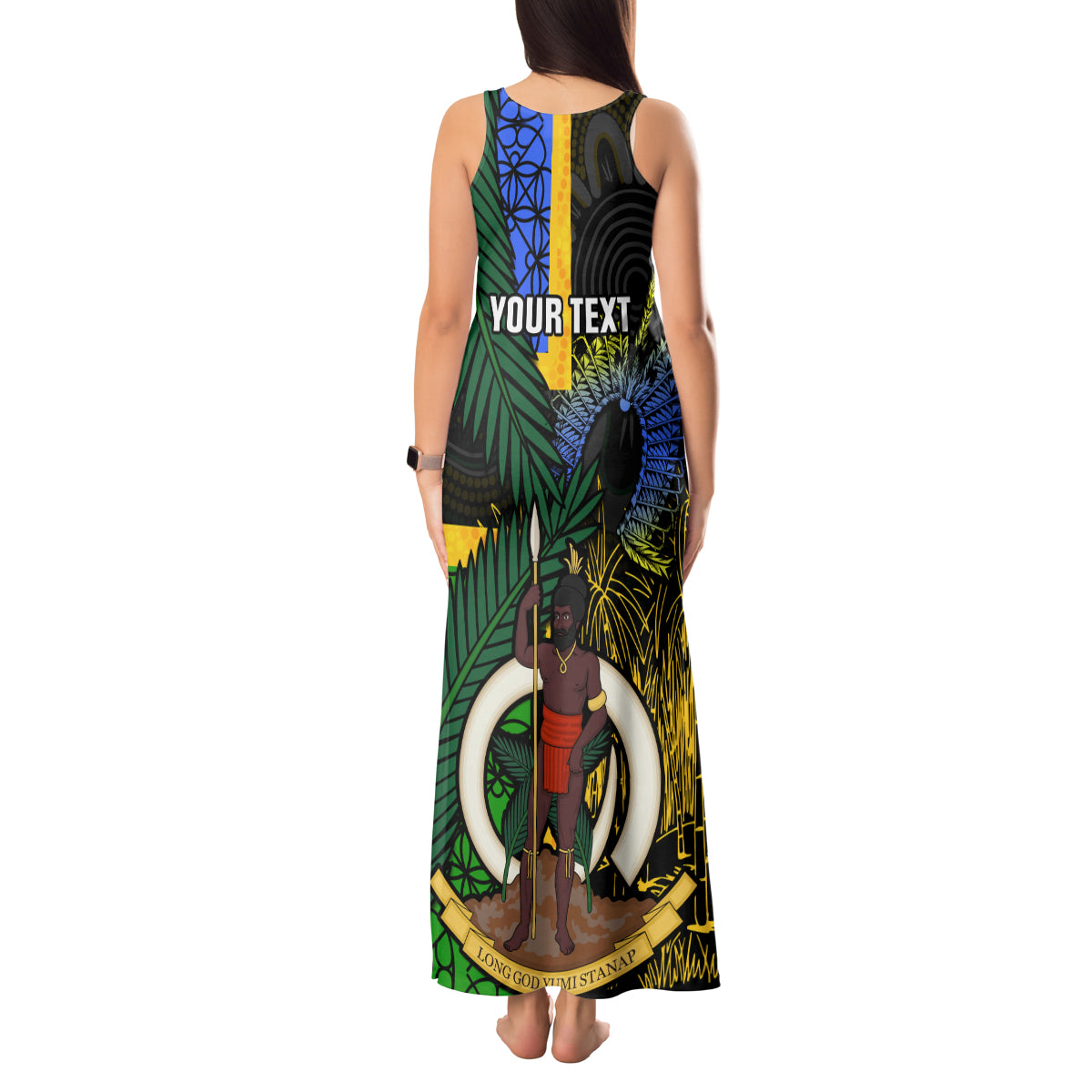 Personalised South Sea Islanders Tank Maxi Dress Kanakas With Vanuatu Coat Of Arms LT14 - Polynesian Pride