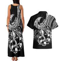 Personalised Polynesia Couples Matching Tank Maxi Dress and Hawaiian Shirt Fish Hook Tattoo Go Fishing Polynesian Pattern Black LT14 - Polynesian Pride