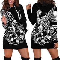 Personalised Polynesia Hoodie Dress Fish Hook Tattoo Go Fishing Polynesian Pattern Black LT14 - Polynesian Pride