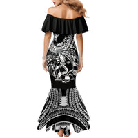 Personalised Polynesia Mermaid Dress Fish Hook Tattoo Go Fishing Polynesian Pattern Black LT14 - Polynesian Pride