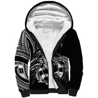 Personalised Polynesia Sherpa Hoodie Fish Hook Tattoo Go Fishing Polynesian Pattern Black LT14 Unisex Black - Polynesian Pride