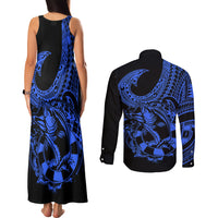polynesia-couples-matching-tank-maxi-dress-and-long-sleeve-button-shirts-fish-hook-tattoo-go-fishing-polynesian-pattern-blue