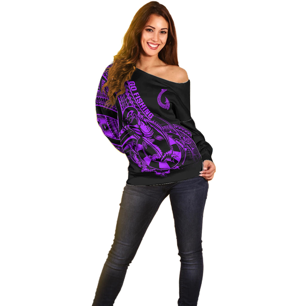 polynesia-off-shoulder-sweater-fish-hook-tattoo-go-fishing-polynesian-pattern-purple