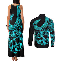 polynesia-couples-matching-tank-maxi-dress-and-long-sleeve-button-shirts-fish-hook-tattoo-go-fishing-polynesian-pattern-turquosie