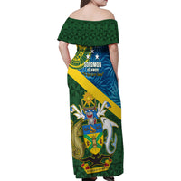 solomon-islands-family-matching-off-shoulder-maxi-dress-and-hawaiian-shirt-tropical-leaves-with-melanesian-pattern