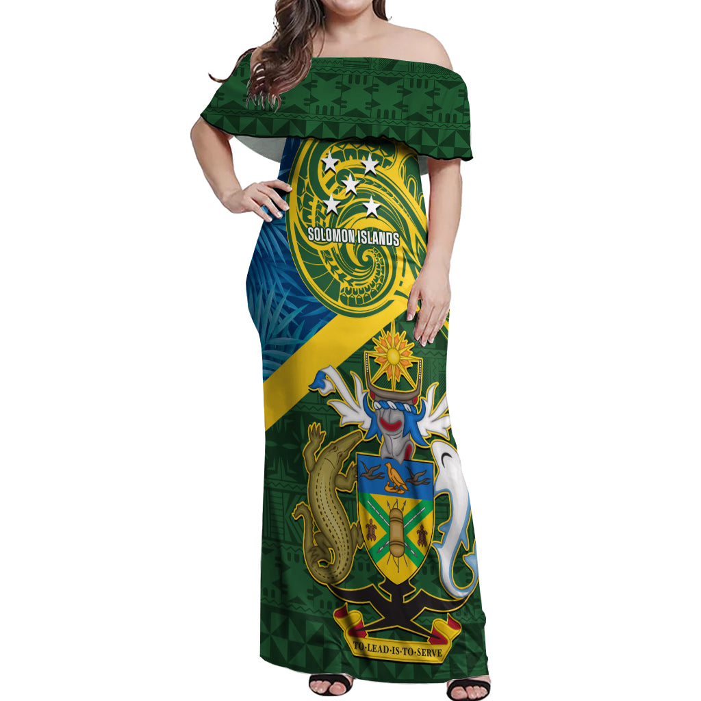 solomon-islands-off-shoulder-maxi-dress-tropical-leaves-with-melanesian-pattern