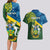 Personalised Solomon Islands Couples Matching Long Sleeve Bodycon Dress and Hawaiian Shirt Tropical Leaves With Melanesian Pattern LT14 - Polynesian Pride