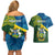 Personalised Solomon Islands Couples Matching Off Shoulder Short Dress and Hawaiian Shirt Tropical Leaves With Melanesian Pattern LT14 - Polynesian Pride