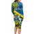 Personalised Solomon Islands Long Sleeve Bodycon Dress Tropical Leaves With Melanesian Pattern LT14 - Polynesian Pride