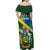 Personalised Solomon Islands Off Shoulder Maxi Dress Tropical Leaves With Melanesian Pattern LT14 - Polynesian Pride