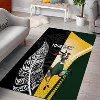 New Zealand and South Africa Rugby Custom Area Rug Maori Silver Fern Springbok Together - Polynesian Pride