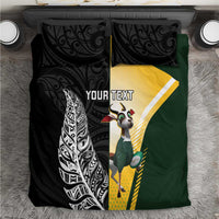 New Zealand and South Africa Rugby Custom Bedding Set Maori Silver Fern Springbok Together - Polynesian Pride