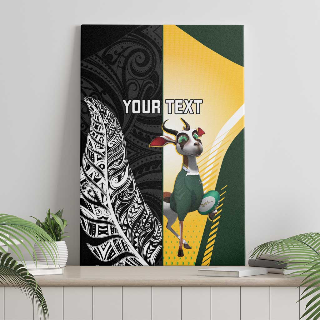 New Zealand and South Africa Rugby Custom Canvas Wall Art Maori Silver Fern Springbok Together - Polynesian Pride