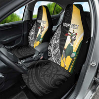 New Zealand and South Africa Rugby Custom Car Seat Cover Maori Silver Fern Springbok Together - Polynesian Pride