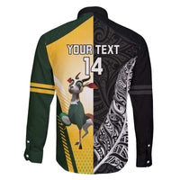 New Zealand and South Africa Rugby Custom Family Matching Off The Shoulder Long Sleeve Dress and Hawaiian Shirt Maori Silver Fern Springbok Together - Polynesian Pride