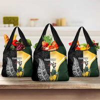 New Zealand and South Africa Rugby Custom Grocery Bag Maori Silver Fern Springbok Together - Polynesian Pride