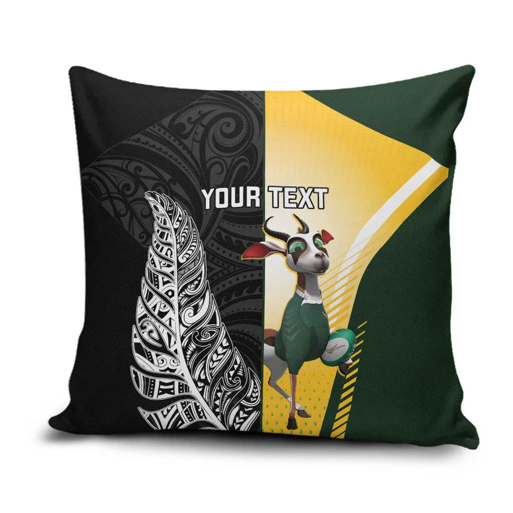 New Zealand and South Africa Rugby Custom Pillow Cover Maori Silver Fern Springbok Together - Polynesian Pride