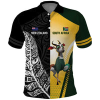 New Zealand and South Africa Rugby Custom Polo Shirt Maori Silver Fern Springbok Together - Polynesian Pride