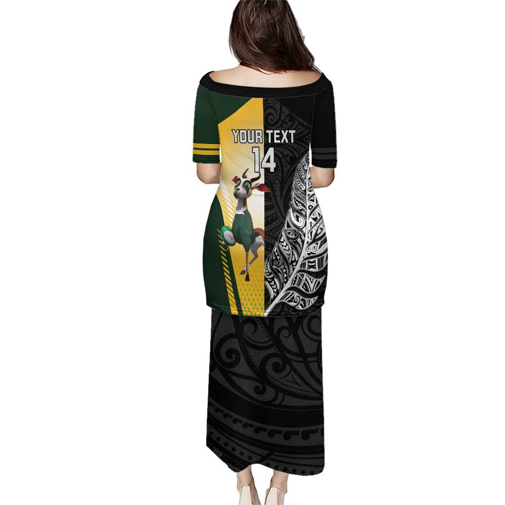 New Zealand and South Africa Rugby Custom Puletasi Maori Silver Fern Springbok Together - Polynesian Pride