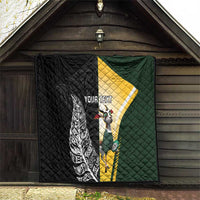 New Zealand and South Africa Rugby Custom Quilt Maori Silver Fern Springbok Together - Polynesian Pride