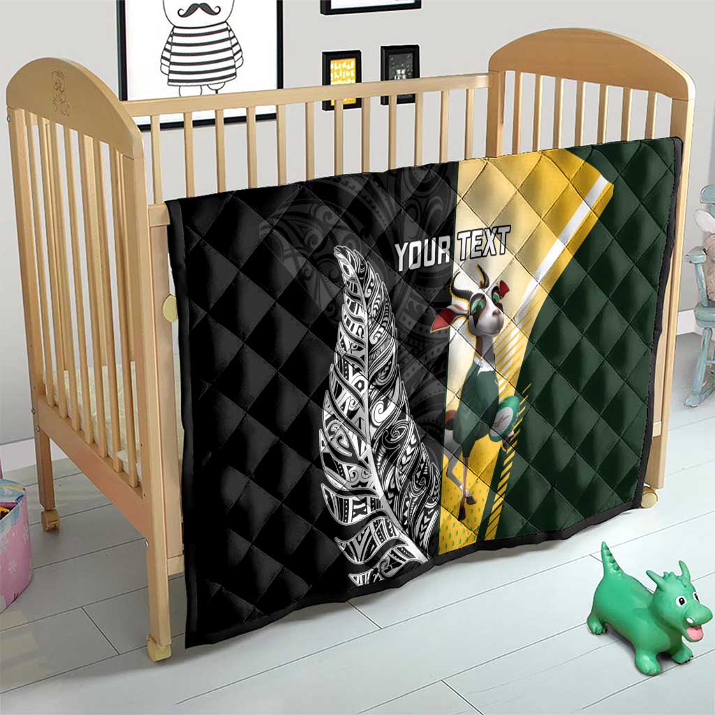 New Zealand and South Africa Rugby Custom Quilt Maori Silver Fern Springbok Together - Polynesian Pride