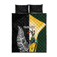 New Zealand and South Africa Rugby Custom Quilt Bed Set Maori Silver Fern Springbok Together - Polynesian Pride
