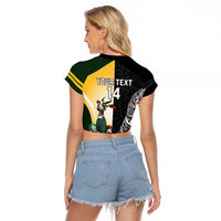 New Zealand and South Africa Rugby Custom Raglan Cropped T Shirt Maori Silver Fern Springbok Together - Polynesian Pride