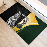 New Zealand and South Africa Rugby Custom Rubber Doormat Maori Silver Fern Springbok Together - Polynesian Pride