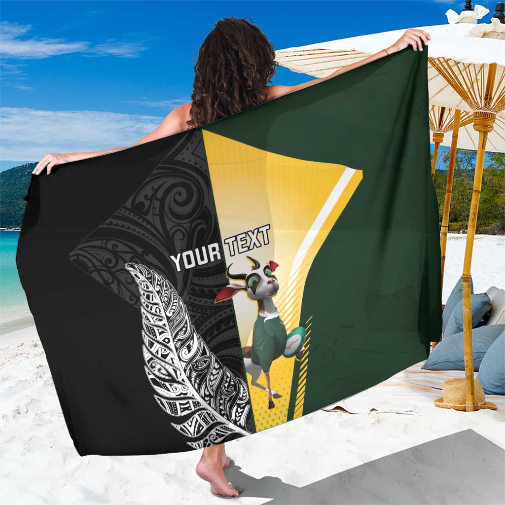 New Zealand and South Africa Rugby Custom Sarong Maori Silver Fern Springbok Together - Polynesian Pride
