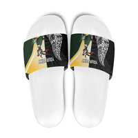 New Zealand and South Africa Rugby Custom Slide Sandals Maori Silver Fern Springbok Together - Polynesian Pride