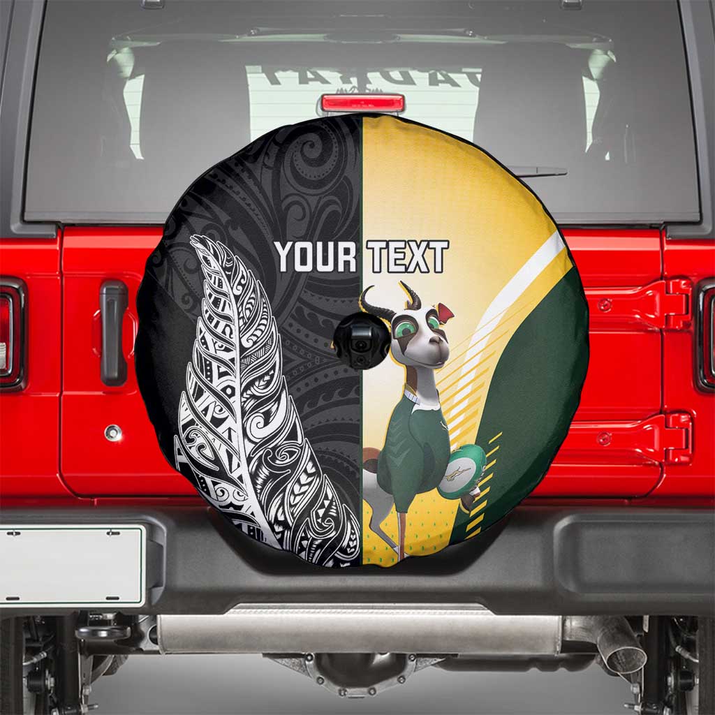 New Zealand and South Africa Rugby Custom Spare Tire Cover Maori Silver Fern Springbok Together - Polynesian Pride