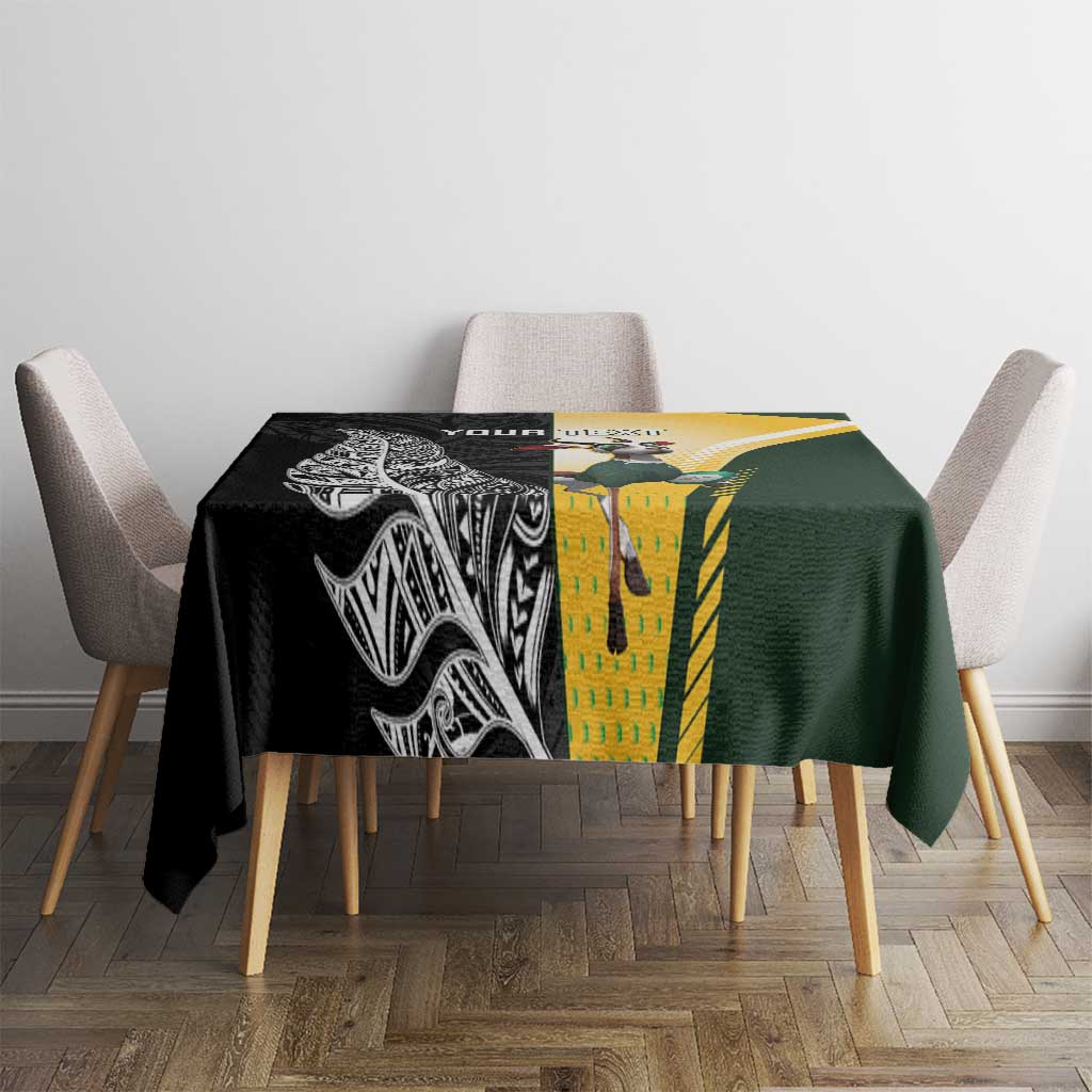 New Zealand and South Africa Rugby Custom Tablecloth Maori Silver Fern Springbok Together - Polynesian Pride