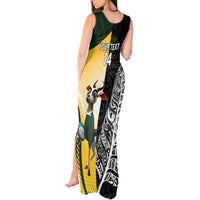 New Zealand and South Africa Rugby Custom Tank Maxi Dress Maori Silver Fern Springbok Together - Polynesian Pride