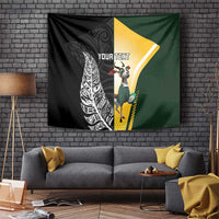New Zealand and South Africa Rugby Custom Tapestry Maori Silver Fern Springbok Together - Polynesian Pride