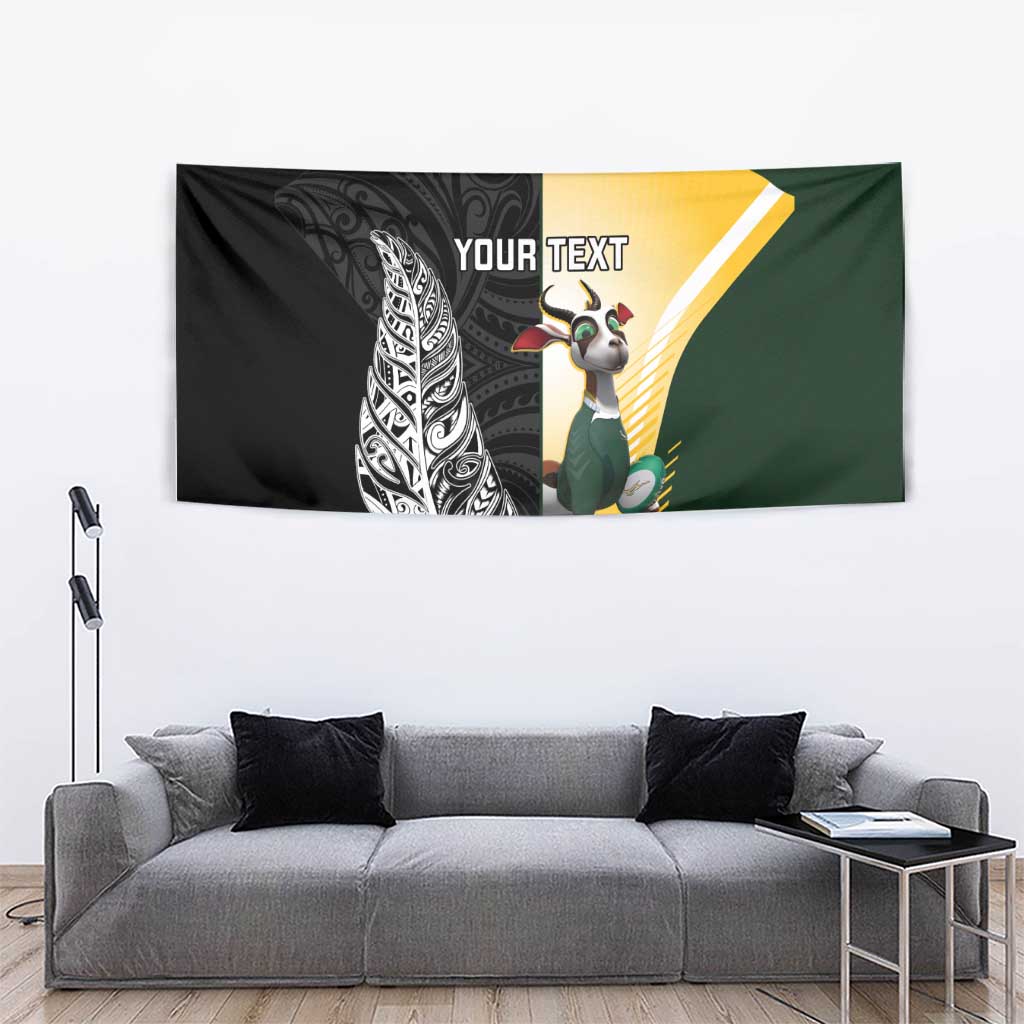 New Zealand and South Africa Rugby Custom Tapestry Maori Silver Fern Springbok Together - Polynesian Pride