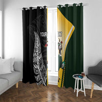 New Zealand and South Africa Rugby Custom Window Curtain Maori Silver Fern Springbok Together - Polynesian Pride