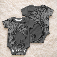Polynesia Manta Ray Tattoo Baby Onesie Tropical Plumeria Gray Polynesian Pattern LT14 - Polynesian Pride