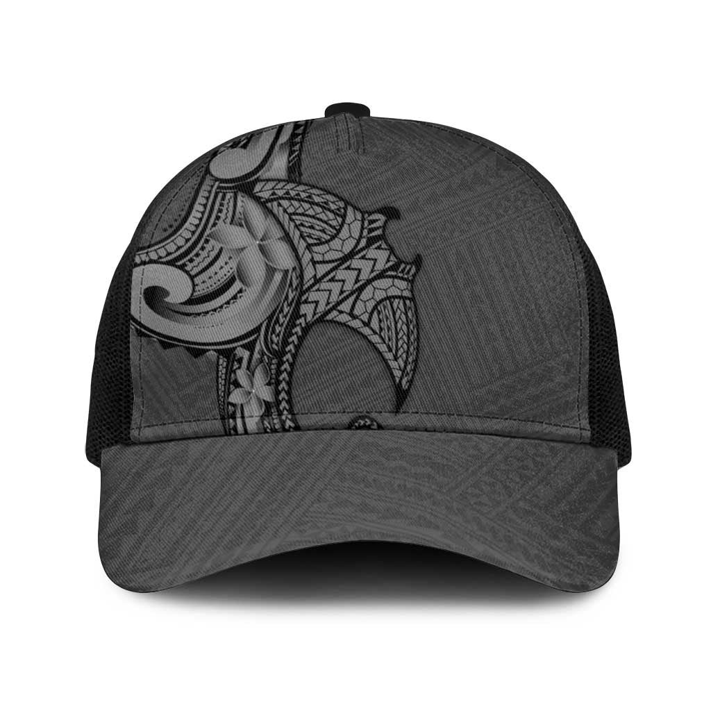 Polynesia Manta Ray Tattoo Baseball Net Cap Tropical Plumeria Gray Polynesian Pattern LT14 One Size Black Gray - Polynesian Pride