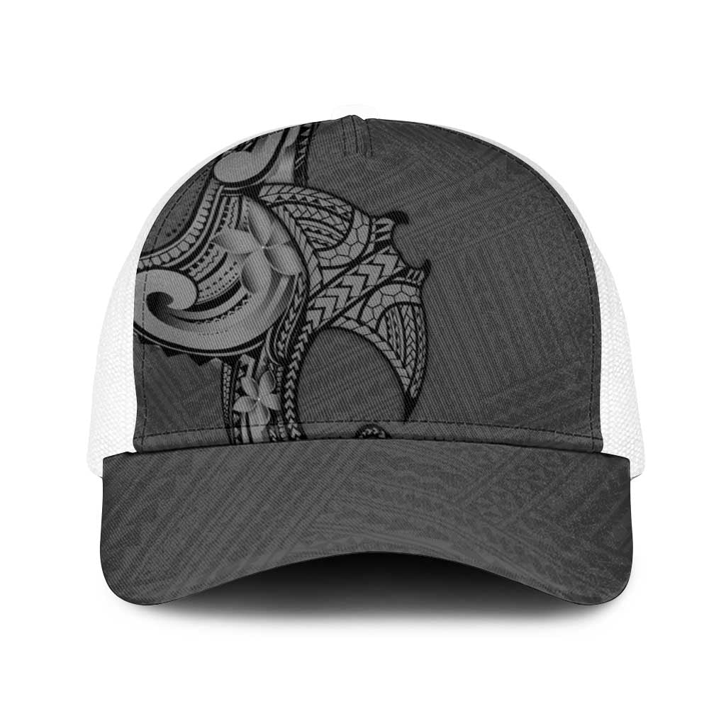Polynesia Manta Ray Tattoo Baseball Net Cap Tropical Plumeria Gray Polynesian Pattern LT14 One Size White Gray - Polynesian Pride