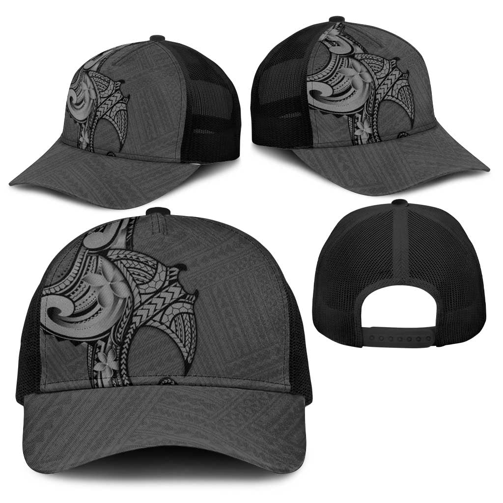 Polynesia Manta Ray Tattoo Baseball Net Cap Tropical Plumeria Gray Polynesian Pattern LT14 - Polynesian Pride