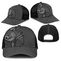 Polynesia Manta Ray Tattoo Baseball Net Cap Tropical Plumeria Gray Polynesian Pattern LT14 - Polynesian Pride