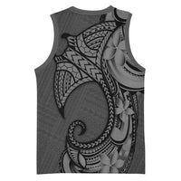 Polynesia Manta Ray Tattoo Basketball Jersey Tropical Plumeria Gray Polynesian Pattern LT14 - Polynesian Pride
